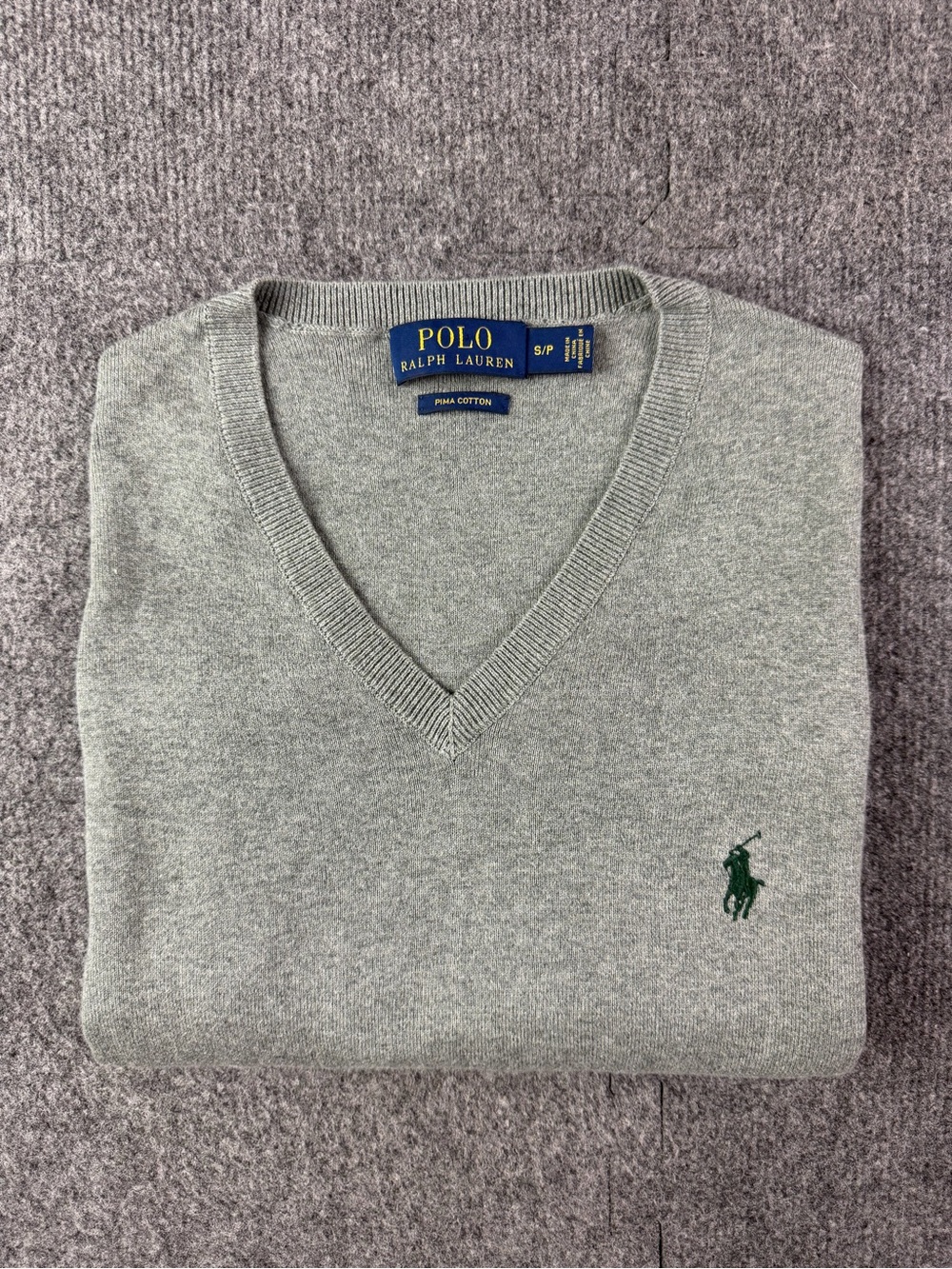 Polo Ralph Lauren Pima Cotton Mens V Neck Sweater Vest Size S Green